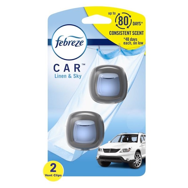 Febreze Linen and Sky Scent Car Air Freshener 0.06 oz Liquid 2 pk 01052 - main
